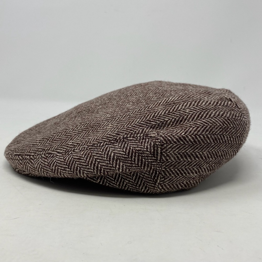 Jos A Bank Mens Driver Cap Medium Brown Wool Tweed Herringbone Academia Bloke